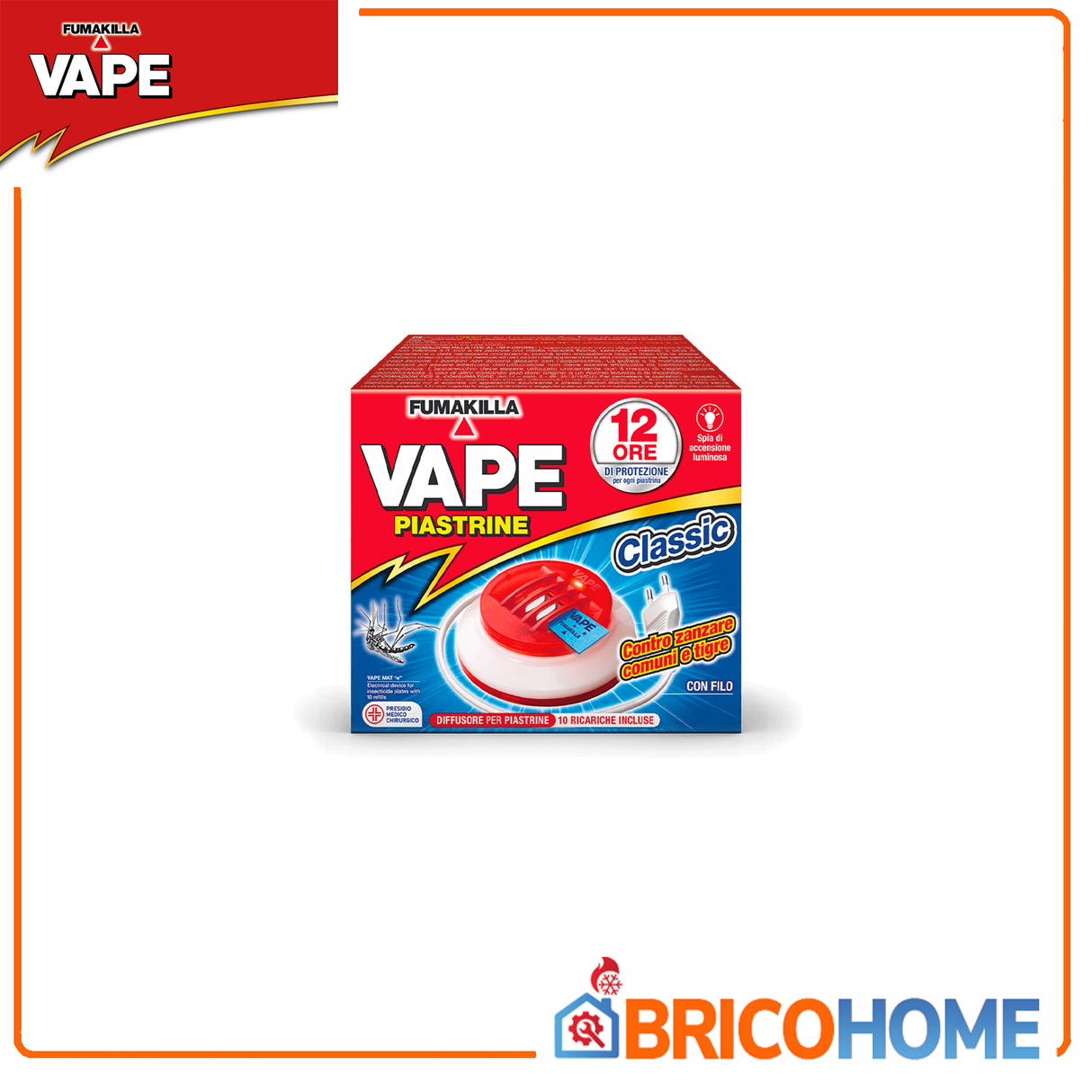 VAPE Diffusore per piastrine con filo + 10 piastrine Classic