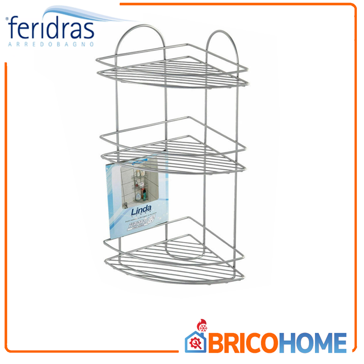 Eckregal mit 3 rostfreien Stahlböden im Bad und in der Dusche