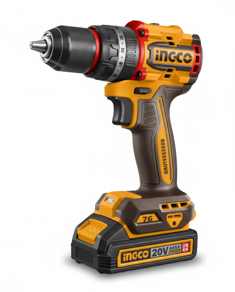 INGCO COSLI250511E – Set Completo Trapano Avvitatore Brushless 76Nm + Livella Laser Verde + Distanziometro | 2 Batterie 20V