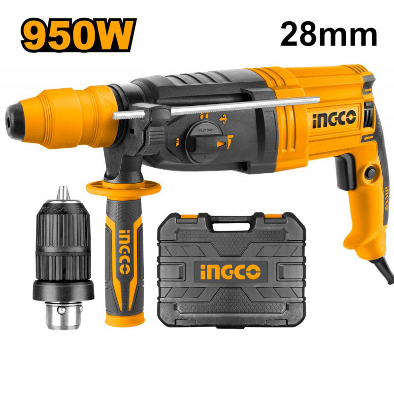 950-W-Bohrhammer mit Doppelspindel und Zubehör – INGCO