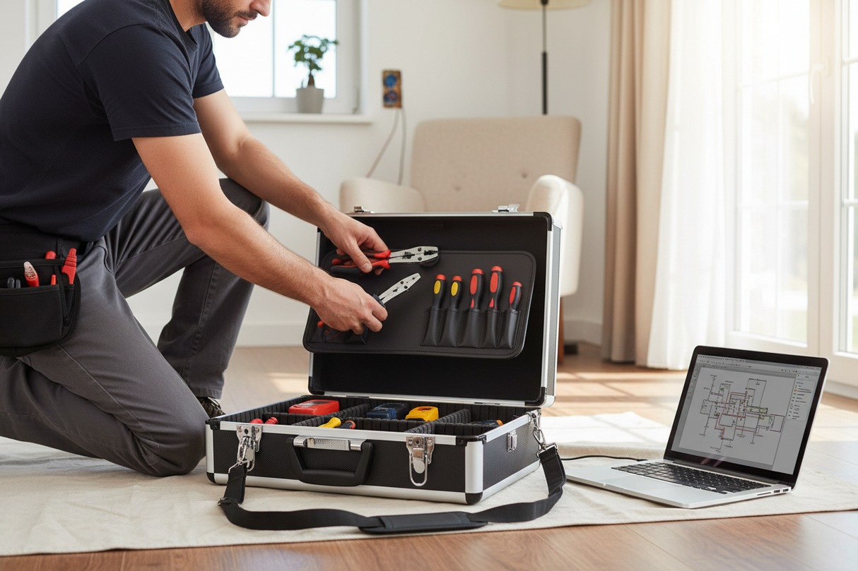 VIGOR 40545-10 – Valigetta Elettricista Alluminio | Spigoli Tondi 46x34x16cm | Porta Attrezzi Estraibile