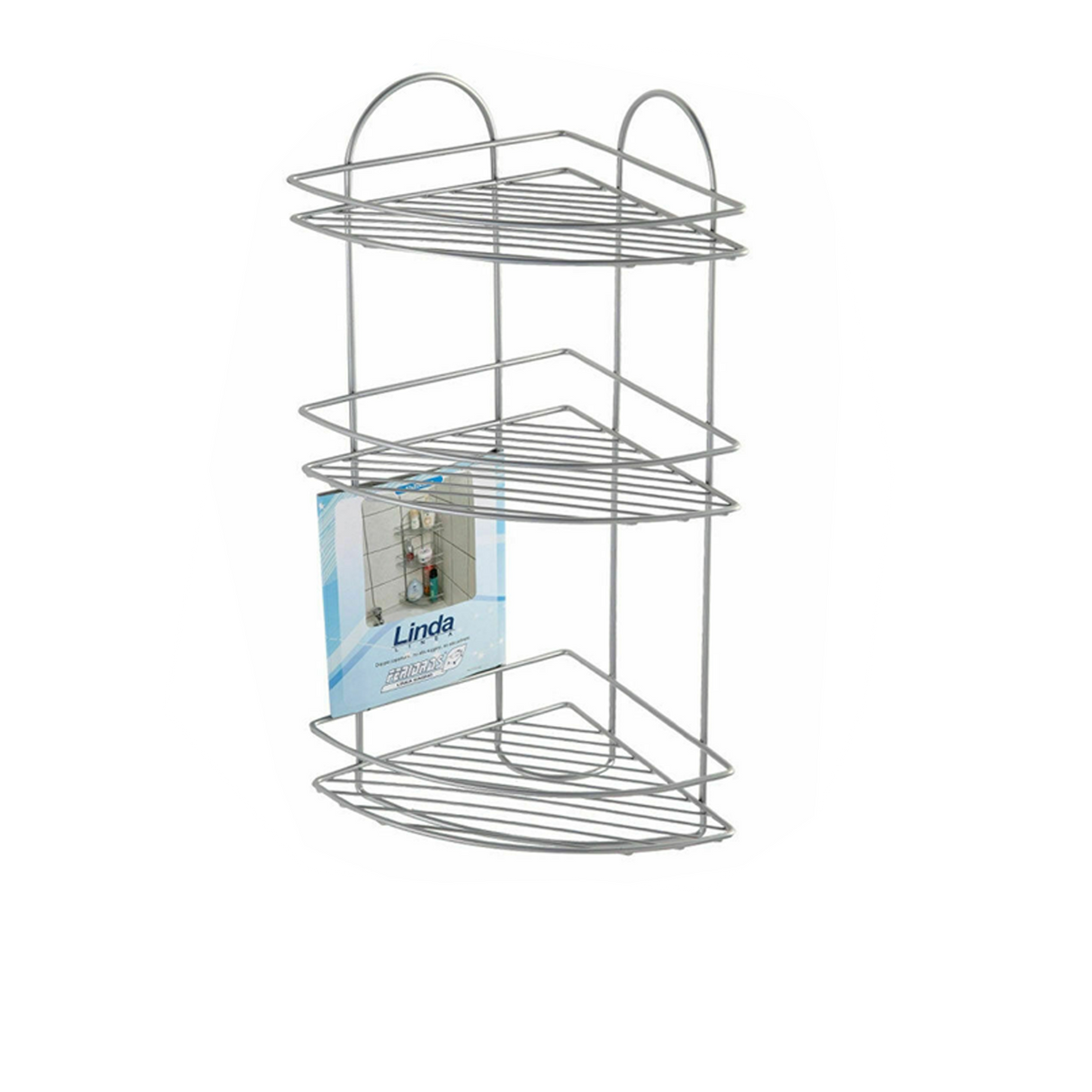 Eckregal mit 3 rostfreien Stahlböden im Bad und in der Dusche