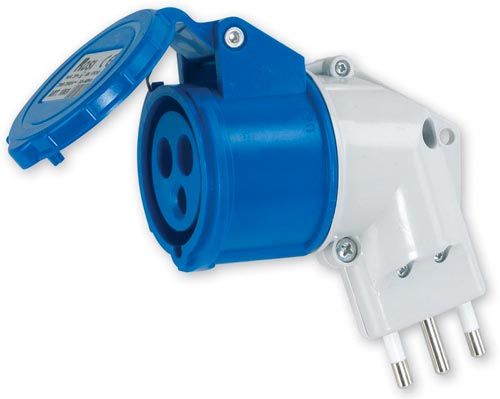 Industrial adapter 16A plug + CEE 2P+T 220 volt socket