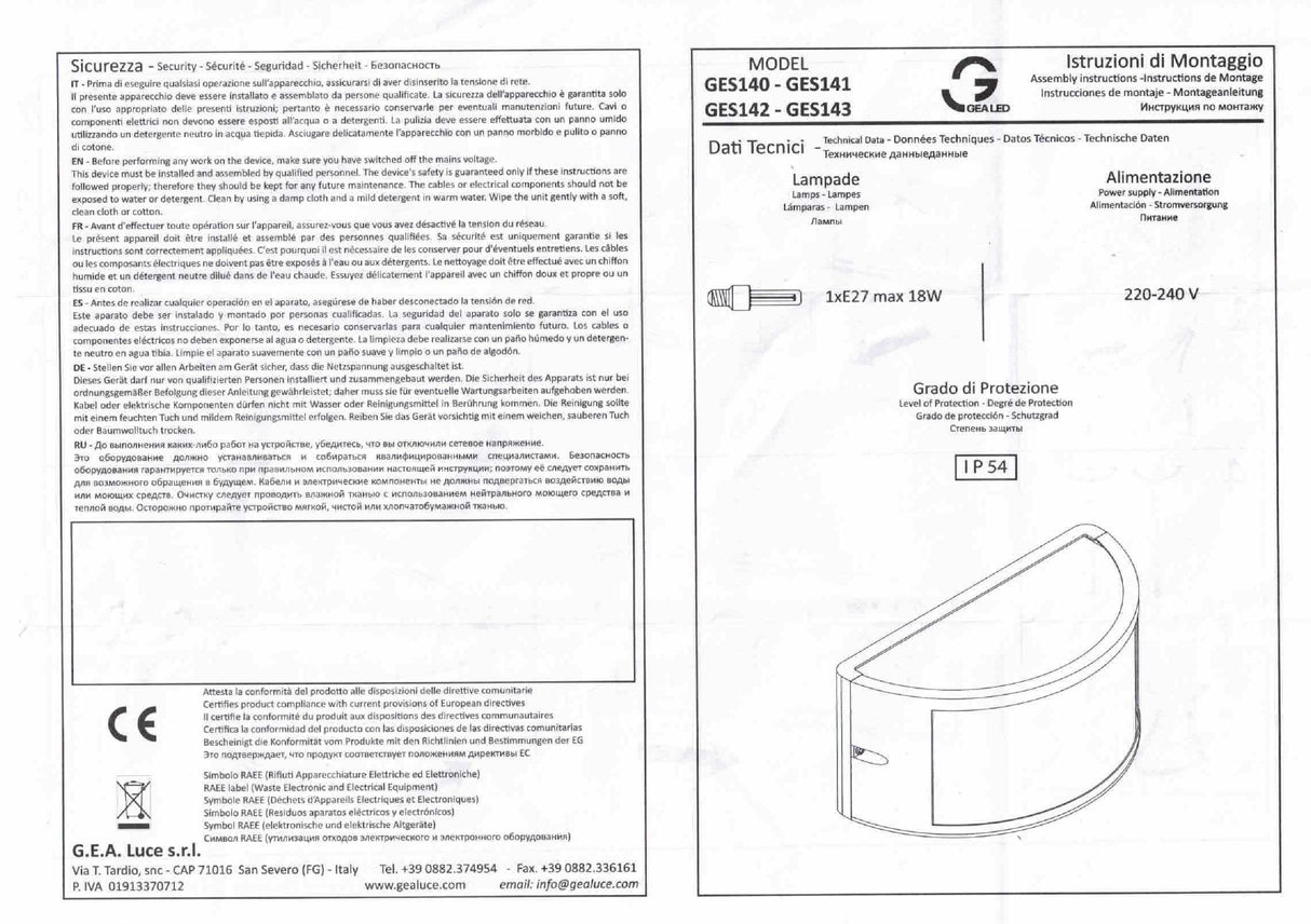 Plafoniera semitonda a parete per esterno E27 IP54