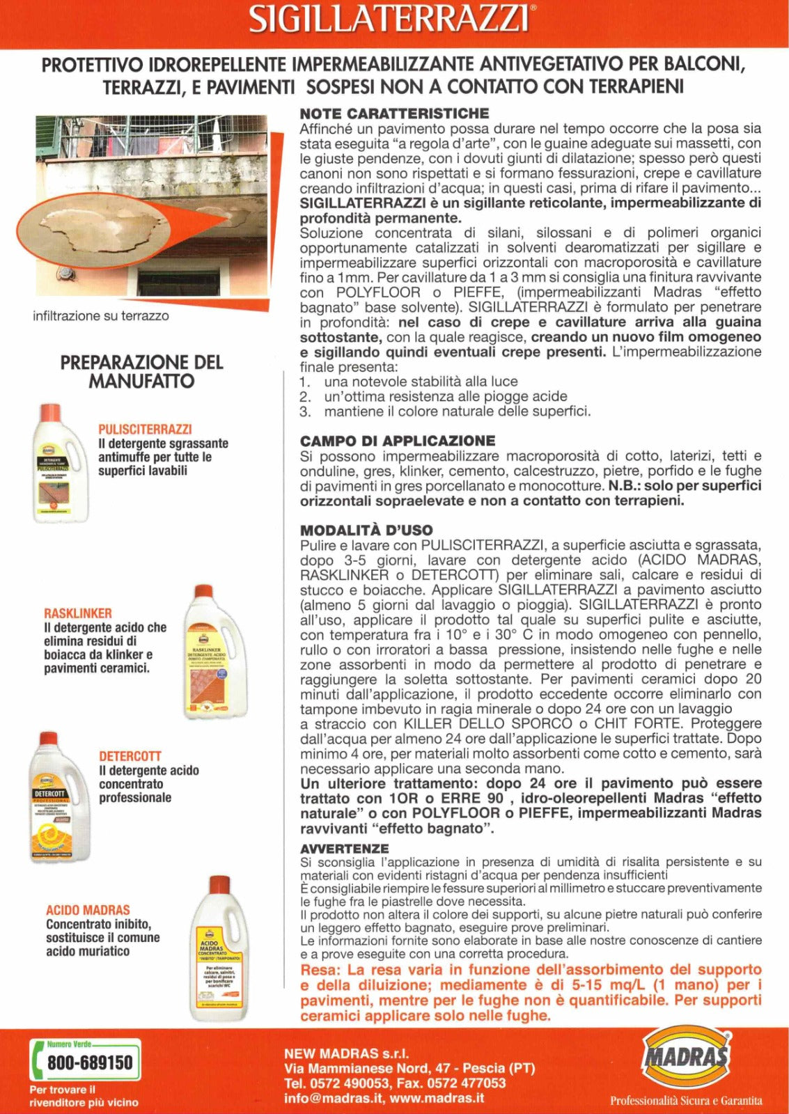 SIGILLATERRAZZI Madras waterproofing protective water repellent for terraces
