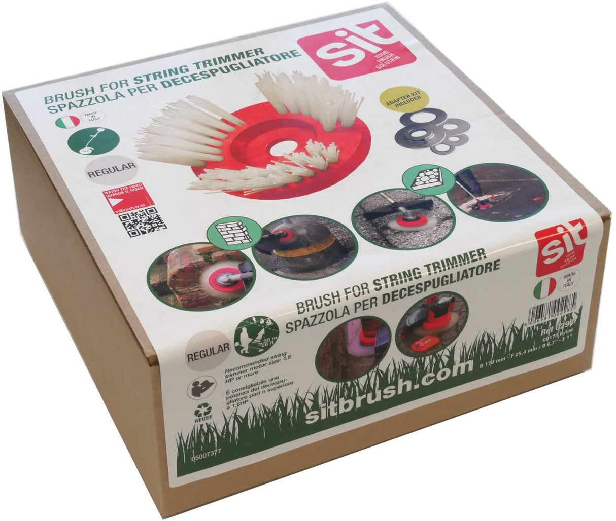 Spazzola per Decespugliatore per Giardinaggio in Nylon C0170 SIT con adattatori