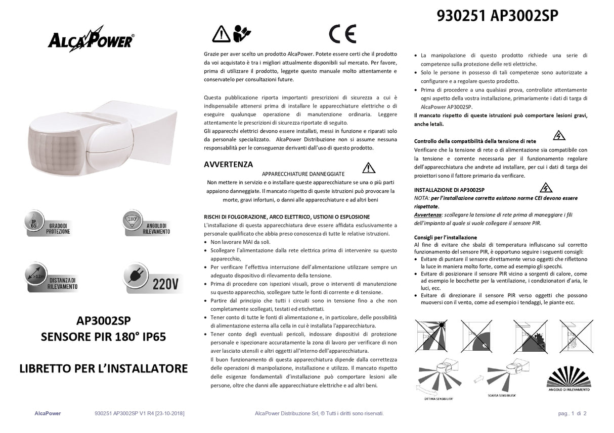 IP65 180° PIR-Bewegungssensor