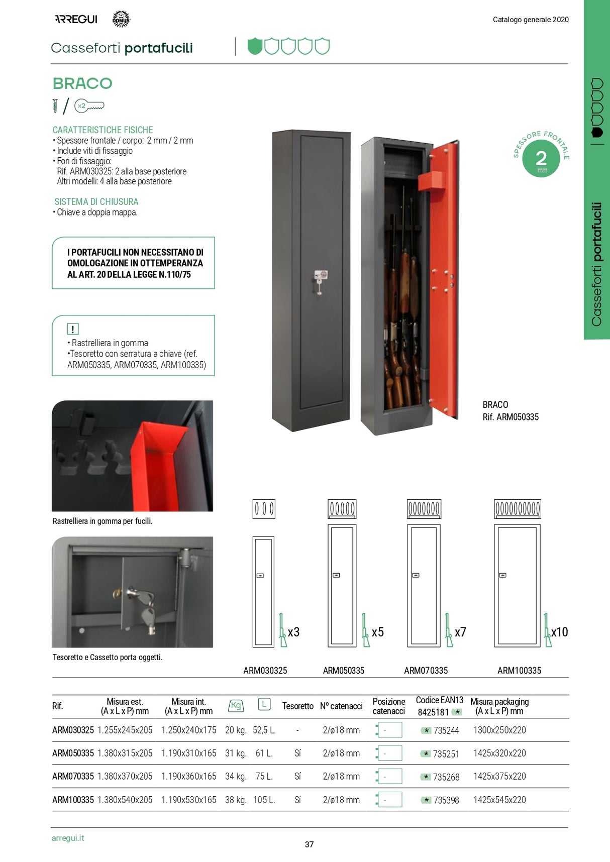 5-seater gun cabinet with Tesoretto Lock domus Apf.4ktadv