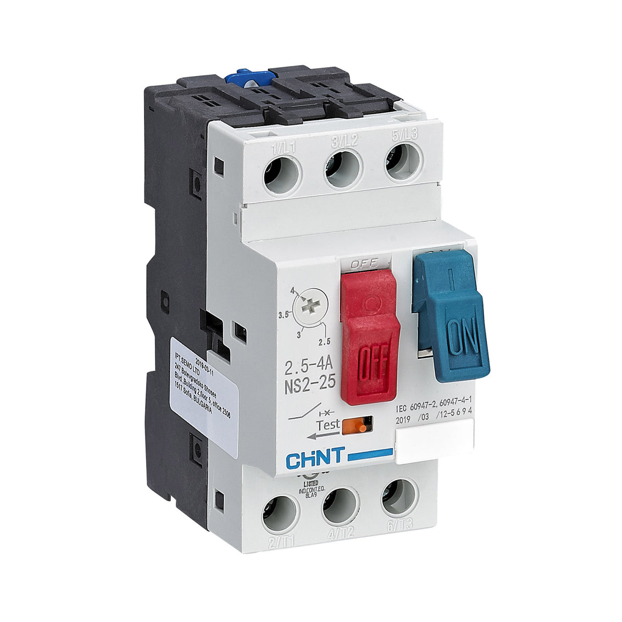 Salvamotore serie NS2-25 con comando a bilanciere 3P 2,5÷4A 100kA - CHINT