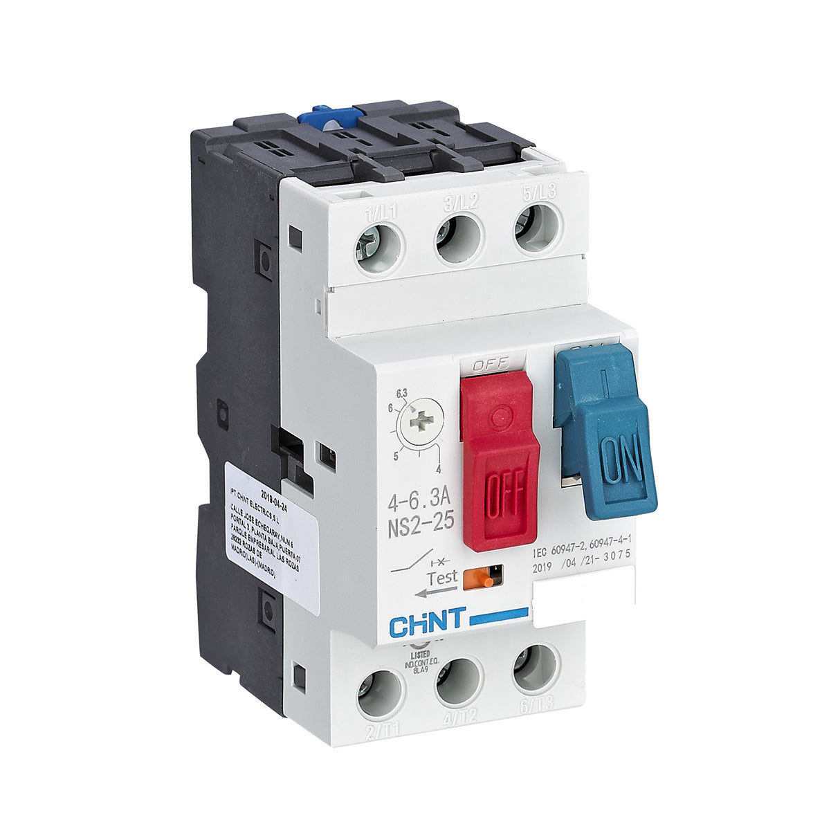 Motorschutzschalter Serie NS2-25 mit Kipphebel 3P 4÷6,3A 100kA - CHINT