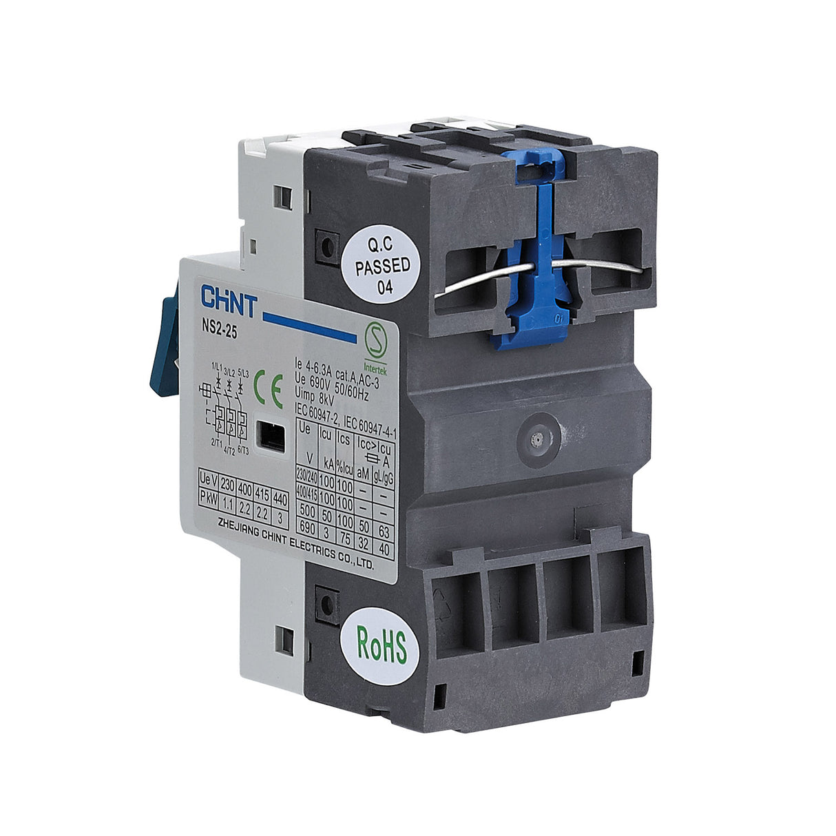 Motorschutzschalter Serie NS2-25 mit Kipphebel 3P 4÷6,3A 100kA - CHINT