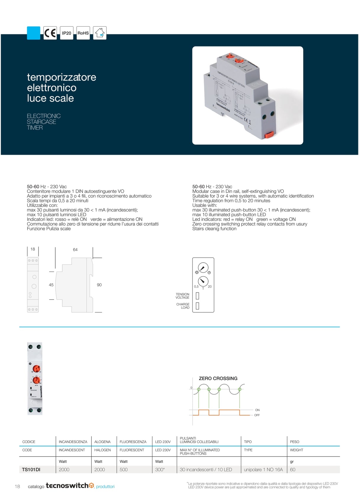 Temporizzatore luce scale Tecno Switch