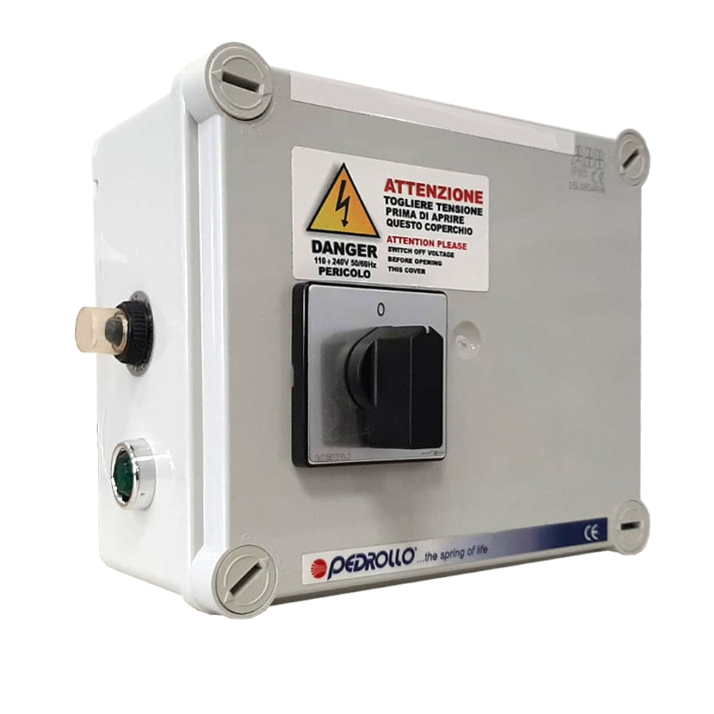 Pedrollo electrical panel for single-phase submersible pumps - QEM 100, 1 HP - QEM 150, 1.5 HP - QEM 200, 2 HP