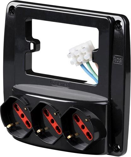 Multipresa da parete con 3 prese schuko bivalenti 10/16A - ROSI