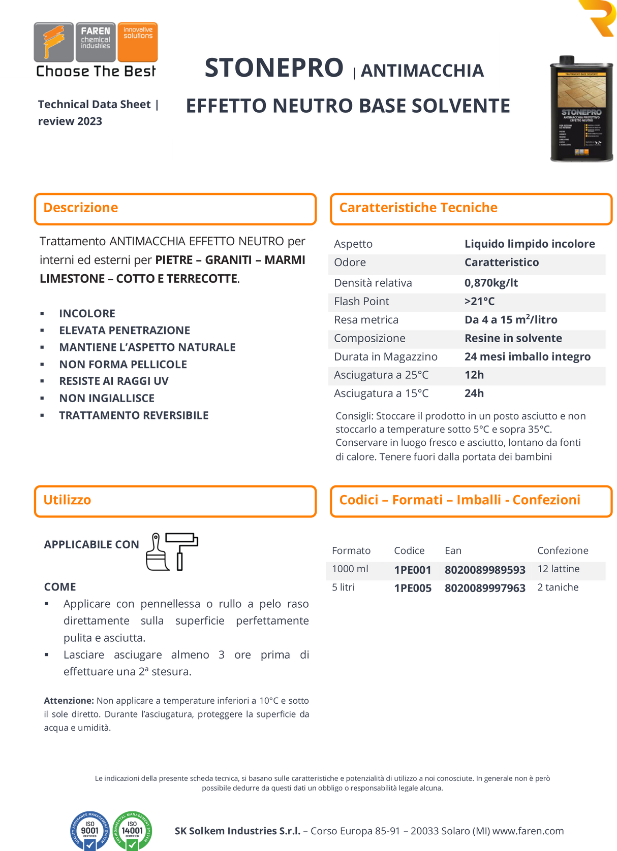 Antimacchia protettivo neutro Stonepro FAREM