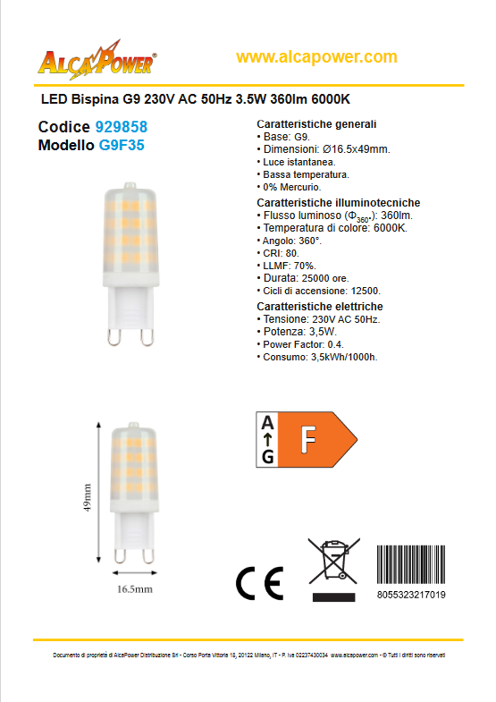 LED Bi-Stecker G9 230V 3,5W 360lm 6000K