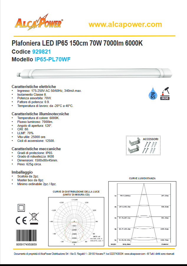 IP65 LED Deckenleuchte 150cm 70W 7000lm 6000K