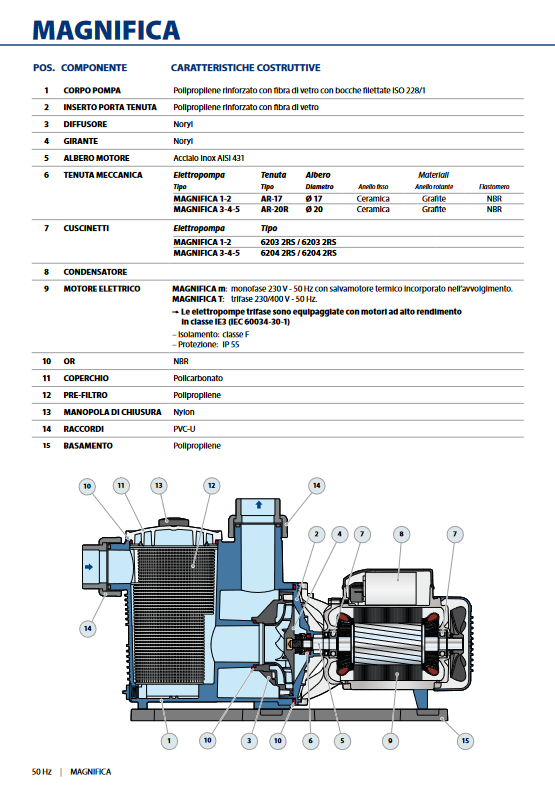 Elettropompa per piscine MAGNIFICA 1m Pedrollo