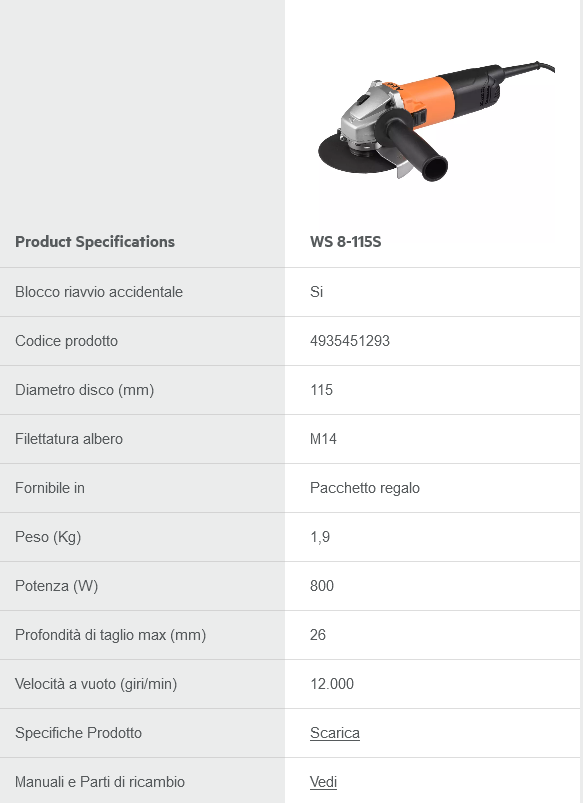 800 W Schleifmaschine mit 115 mm Scheibendurchmesser WS 8-115 S AEG