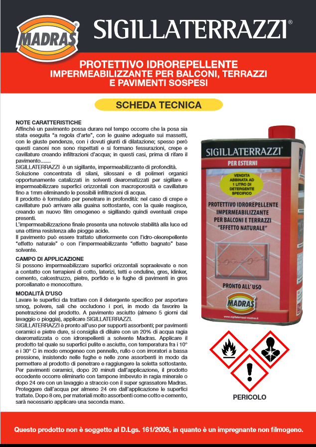 SIGILLATERRAZZI Madras waterproofing protective water repellent for terraces
