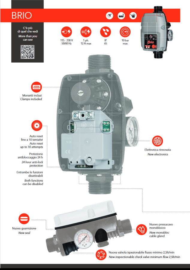 Presscontrol Electronic pressure regulator for ITALTECNICA BRIO electric pumps