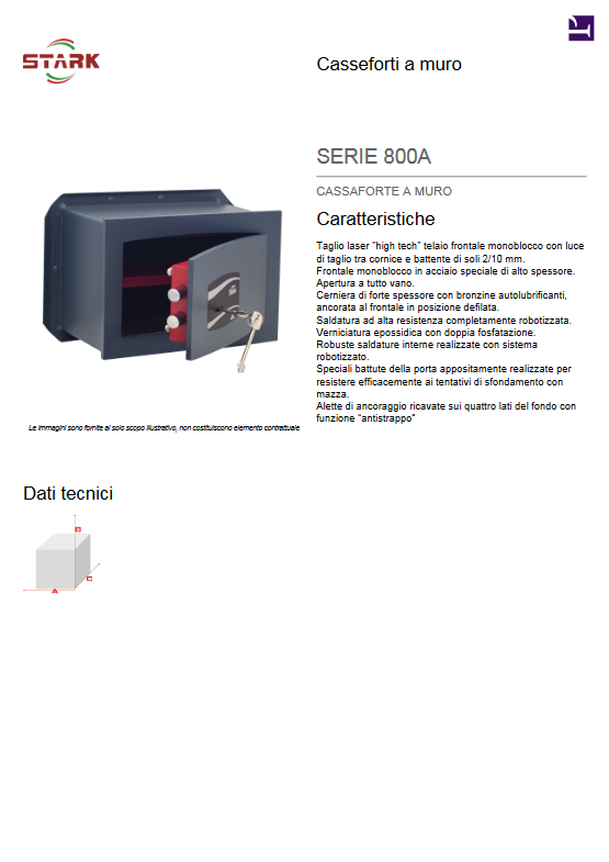 Cassaforte a muro Serie 802A STARK