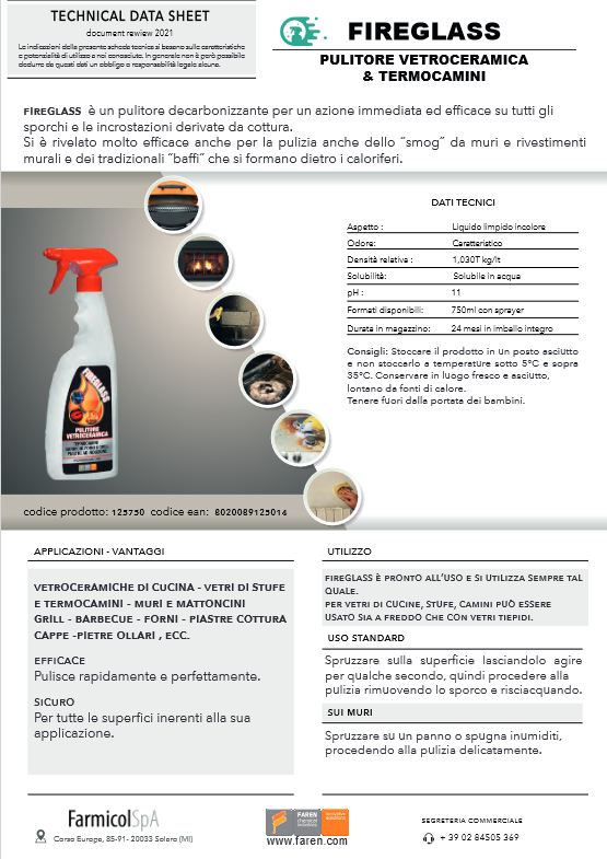 Kamin- und Grillglaskeramikreiniger 750 ML FIREGLASS FAREN