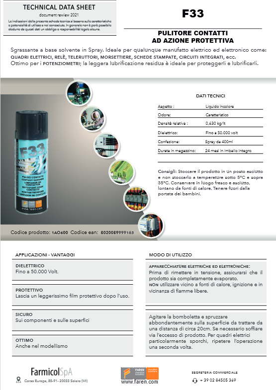 Contact cleaner with protective action 400ml F33 FAREN