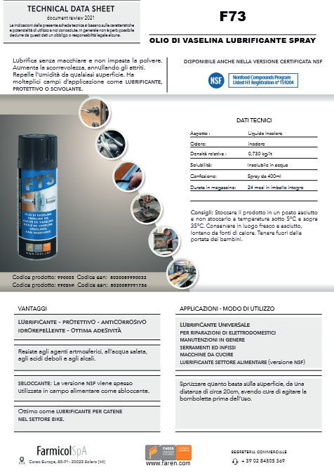 FAREN Olio di vasellina tecnica 400ml F73