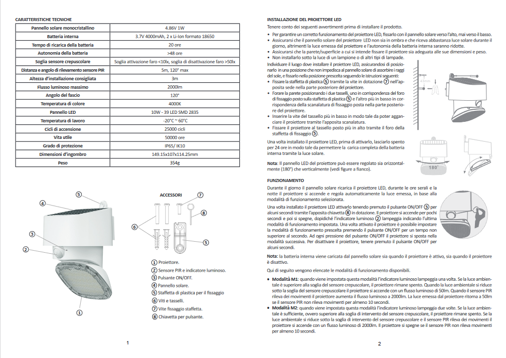 Multifunktionaler/einstellbarer 2000lm LED-Solarstrahler - ALCAPOWER