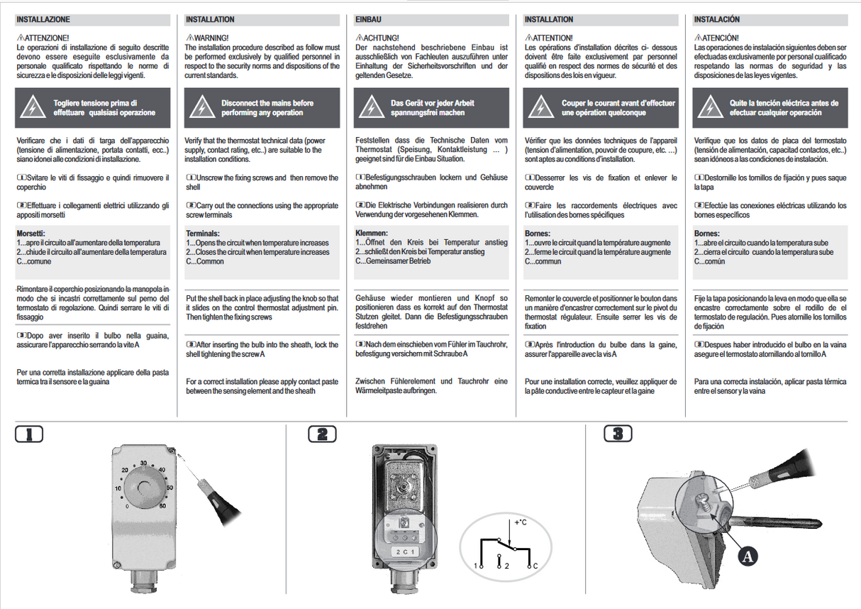 Termostato ad immersione 0-90°C regolazione esterna HB 7P1 E - 102070