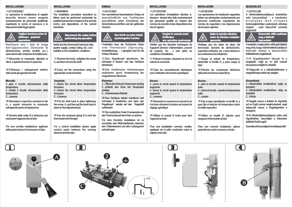 Maxiflame Termostato a contatto 0-90°C regolazione esterna