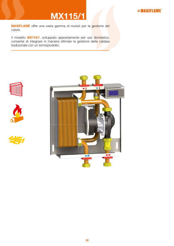 Superkompaktes Heizkessel-/Wärmeprodukt-Schnittstellenmodul 25/30 kW komplett mit Abdeckkasten - MX115/ 1 MINI - 115011