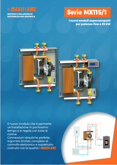 Superkompaktes 25/30-kW-Kessel-/Thermoprodukt-Schnittstellenmodul mit elektronischer Steuereinheit und Abdeckbox – MX115/1HBL MINI – 115014