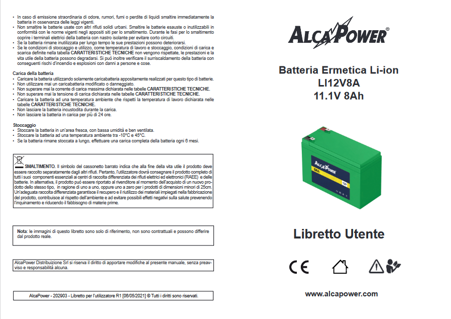 Li-ion hermetic battery 11.1V 8A - ALCAPOWER