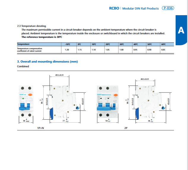 Magnetothermischer Differentialschalter 2 Module 1P+N 30mA 4,5kA Kurve C Typ A - CHINT