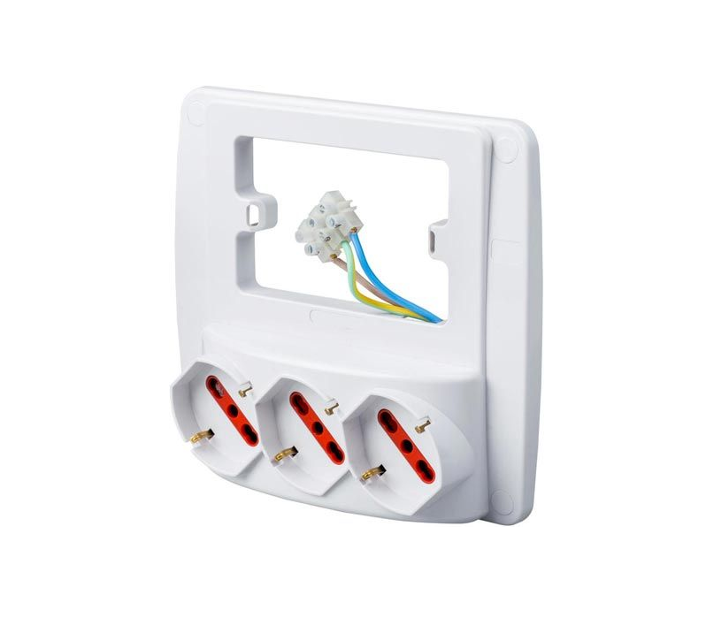 Multipresa da parete con 3 prese schuko bivalenti 10/16A - ROSI