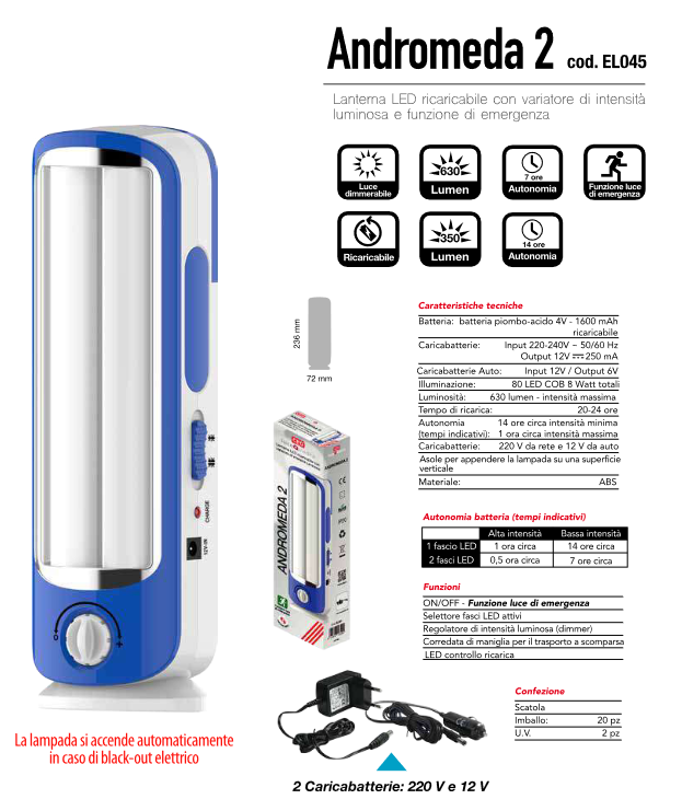 Wiederaufladbare LED-Lampe 630 Lumen – Andromeda 2