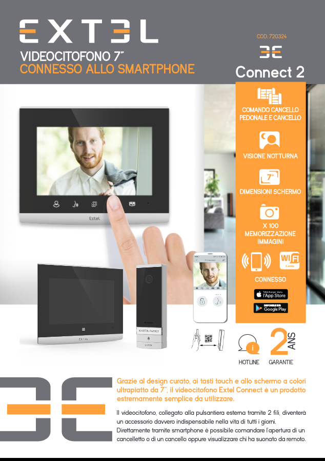 EXTEL 7" video entryphone connected to your smartphone 720324