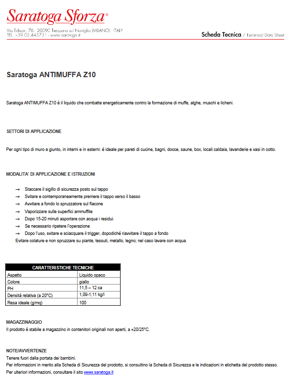 Antimuffa spray per tutte le superfici Z10 500ml - SARATOGA