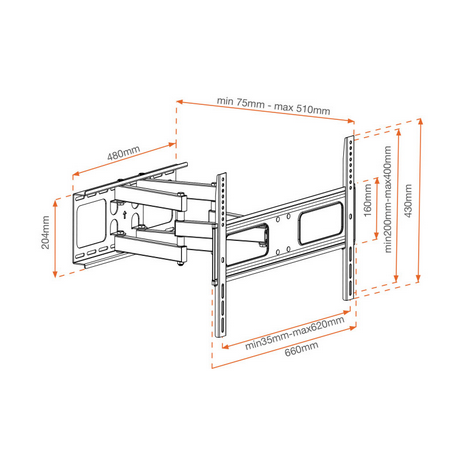 Doppelarm-TV-Wandhalterung von 55'' bis 70'' - Metronic