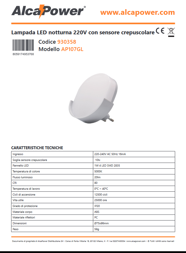 220V LED-Nachtlampe mit Dämmerungssensor