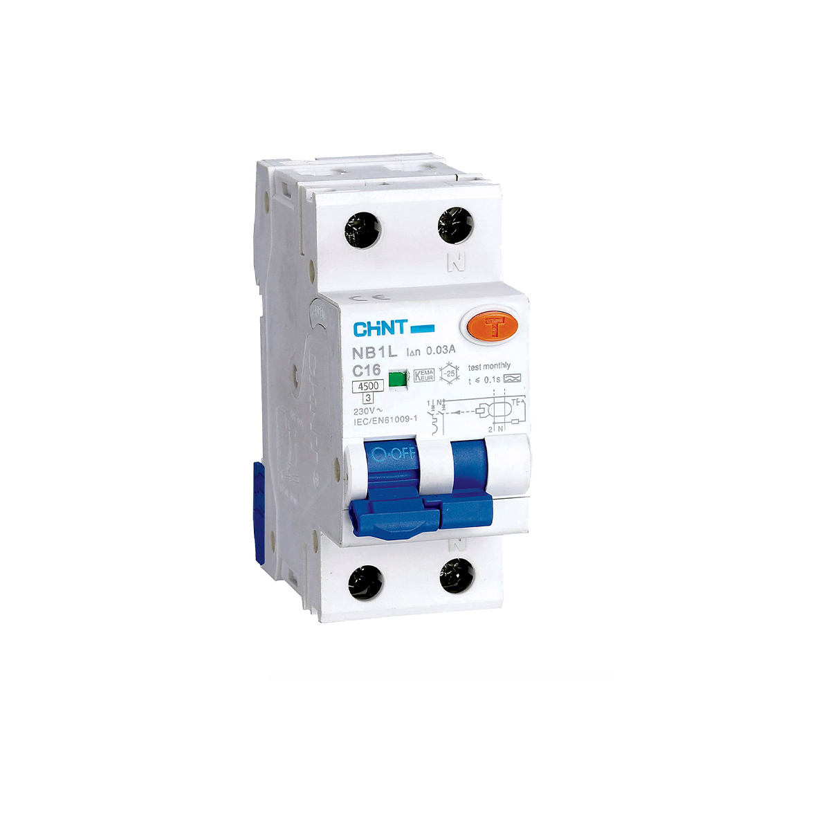 Magnetothermischer Differentialschalter 2 Module 1P+N 30mA 4,5kA Kurve C Typ A - CHINT
