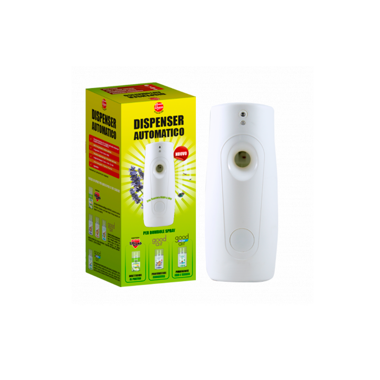 ZIG ZAG automatic dispenser for insecticide, deodorant puff plus