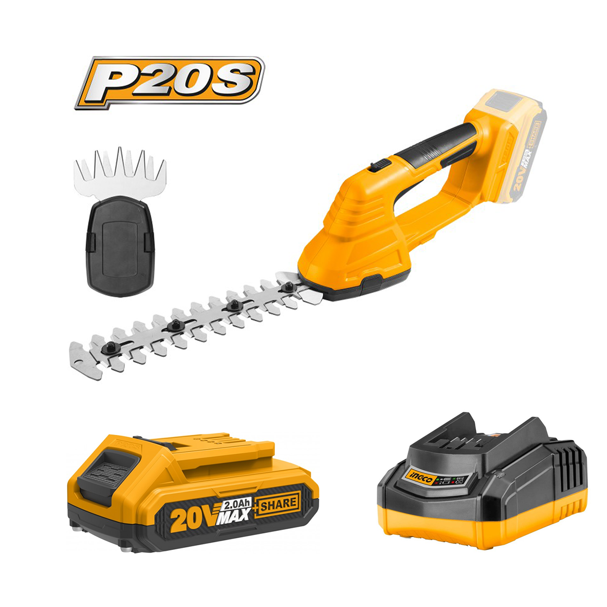 20V 2 Ah batteriebetriebener Heckenscherensatz - INGCO