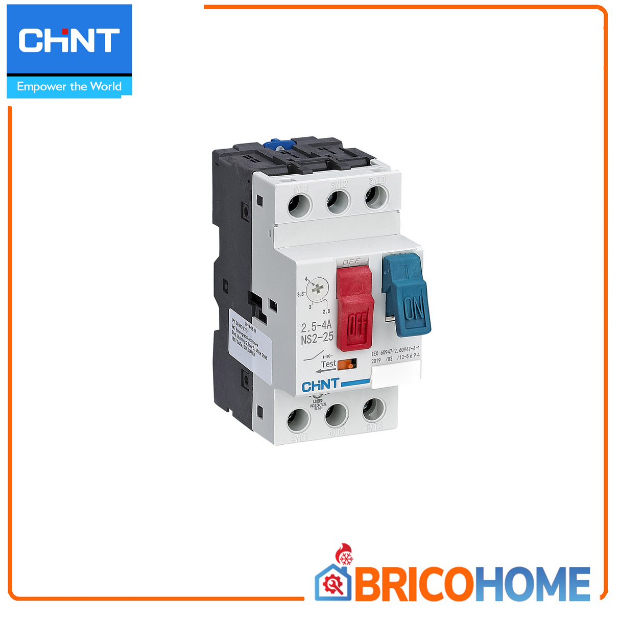 Salvamotore serie NS2-25 con comando a bilanciere 3P 2,5÷4A 100kA - CHINT