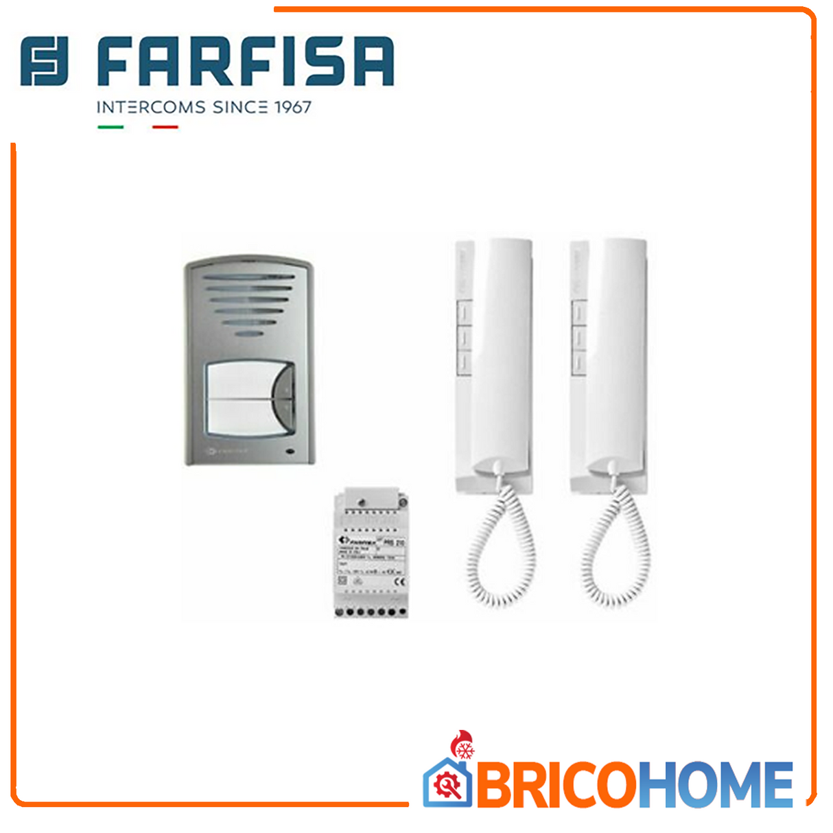 FARFISA Kit Citofono audio bifamiliare 2 fili (1+1) cablaggio ridotto 2CKSD