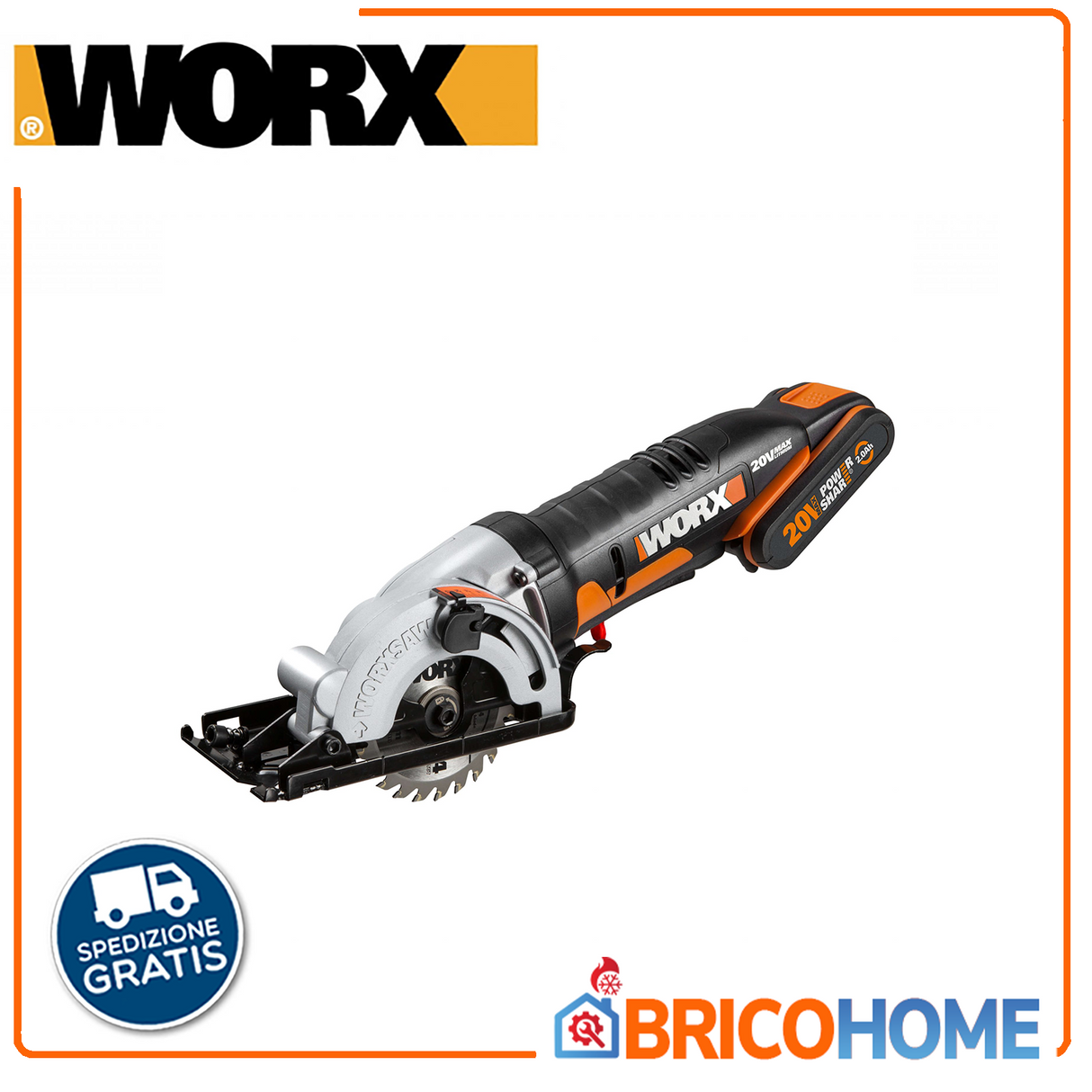 Sega circolare compatta a batteria 20V 2Ah - WORX WX527.2