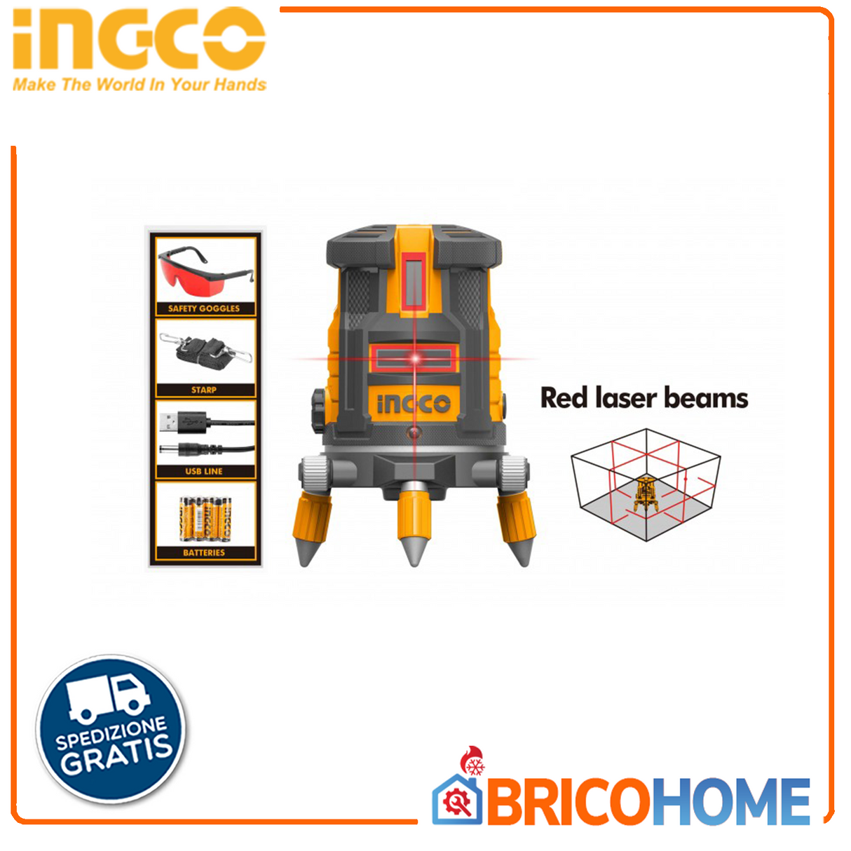 INGCO self-adjusting laser level 0-30MT (red beam).