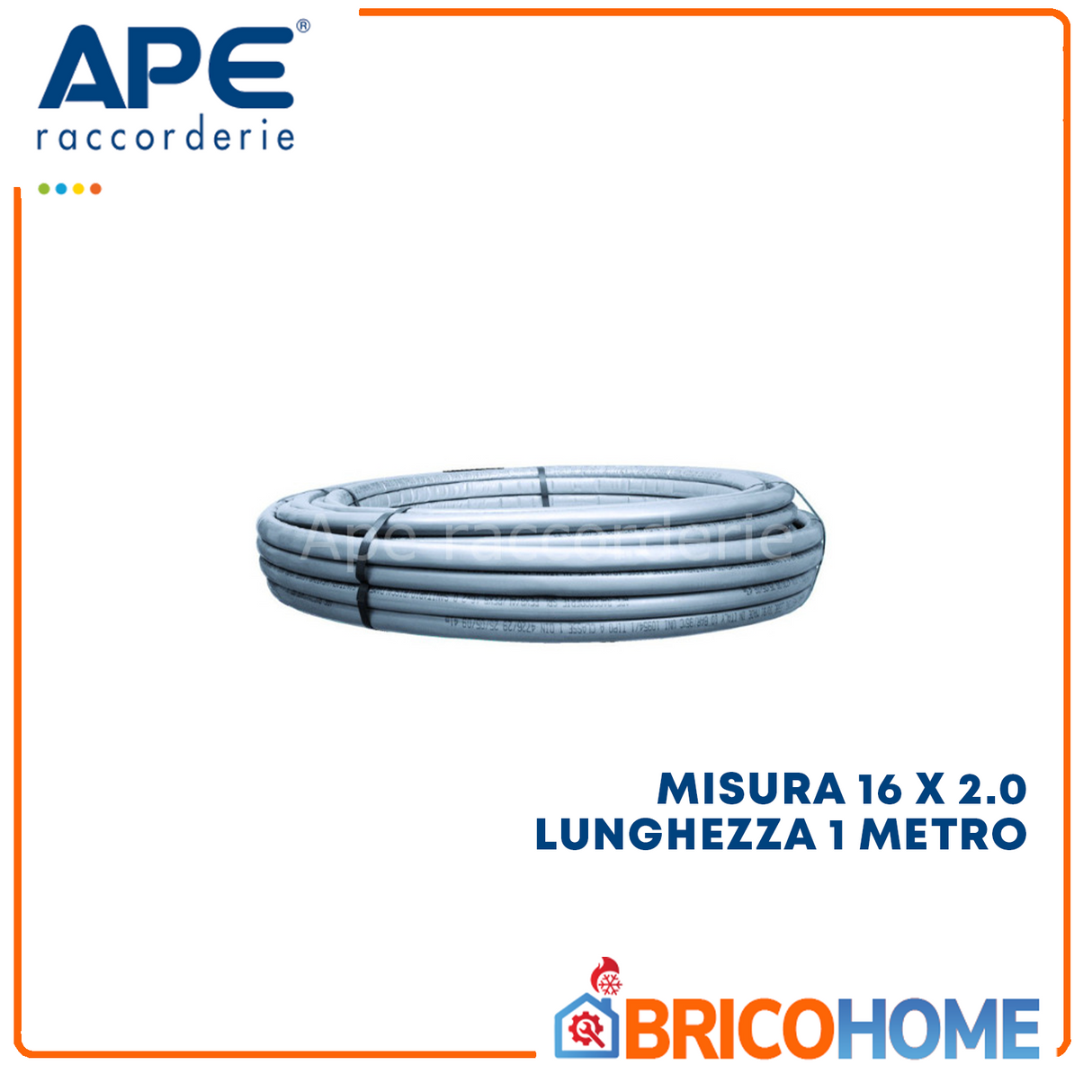 Coated multilayer pipe for heating and sanitary. Measures 16 x 2.0